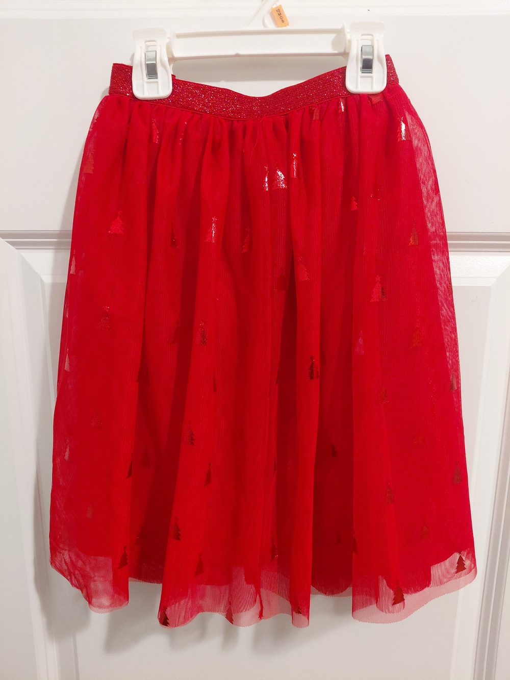 Holiday Time Red Glitter Waist Tulle Skirt